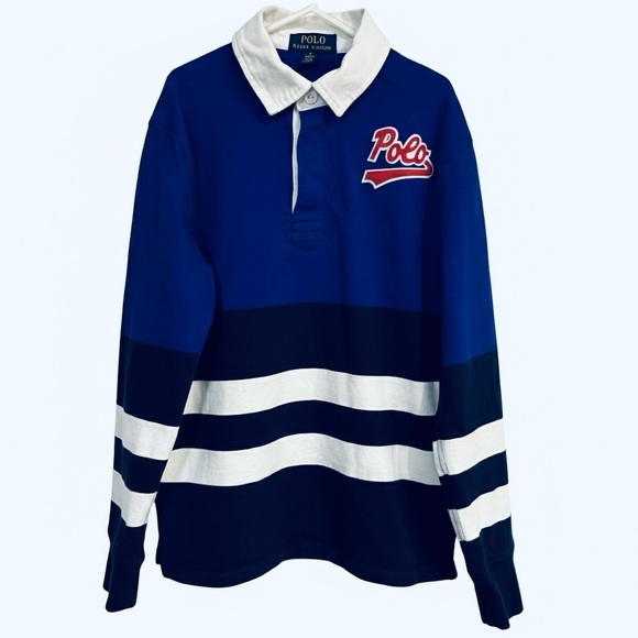 Polo Ralph Lauren Other - Polo Ralph Lauren Boys Iconic Striped Rugby Shirt - Size M (10-12) Royal/Navy